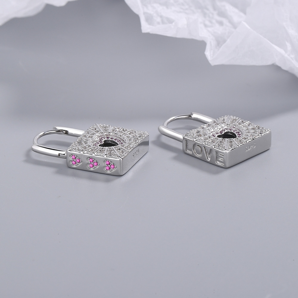 Sterling silver lock earrings - Picture 3 of 4